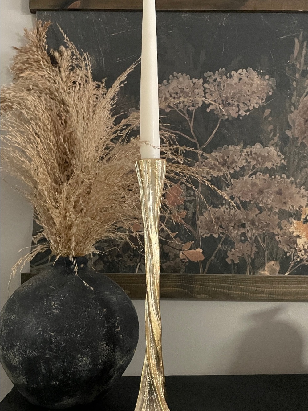 Mid 20th Century Organic Cast Metal Candle Holder